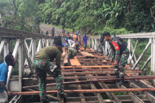 Dirusak OTK Jembatan Sahayu Diperbaiki Kodim